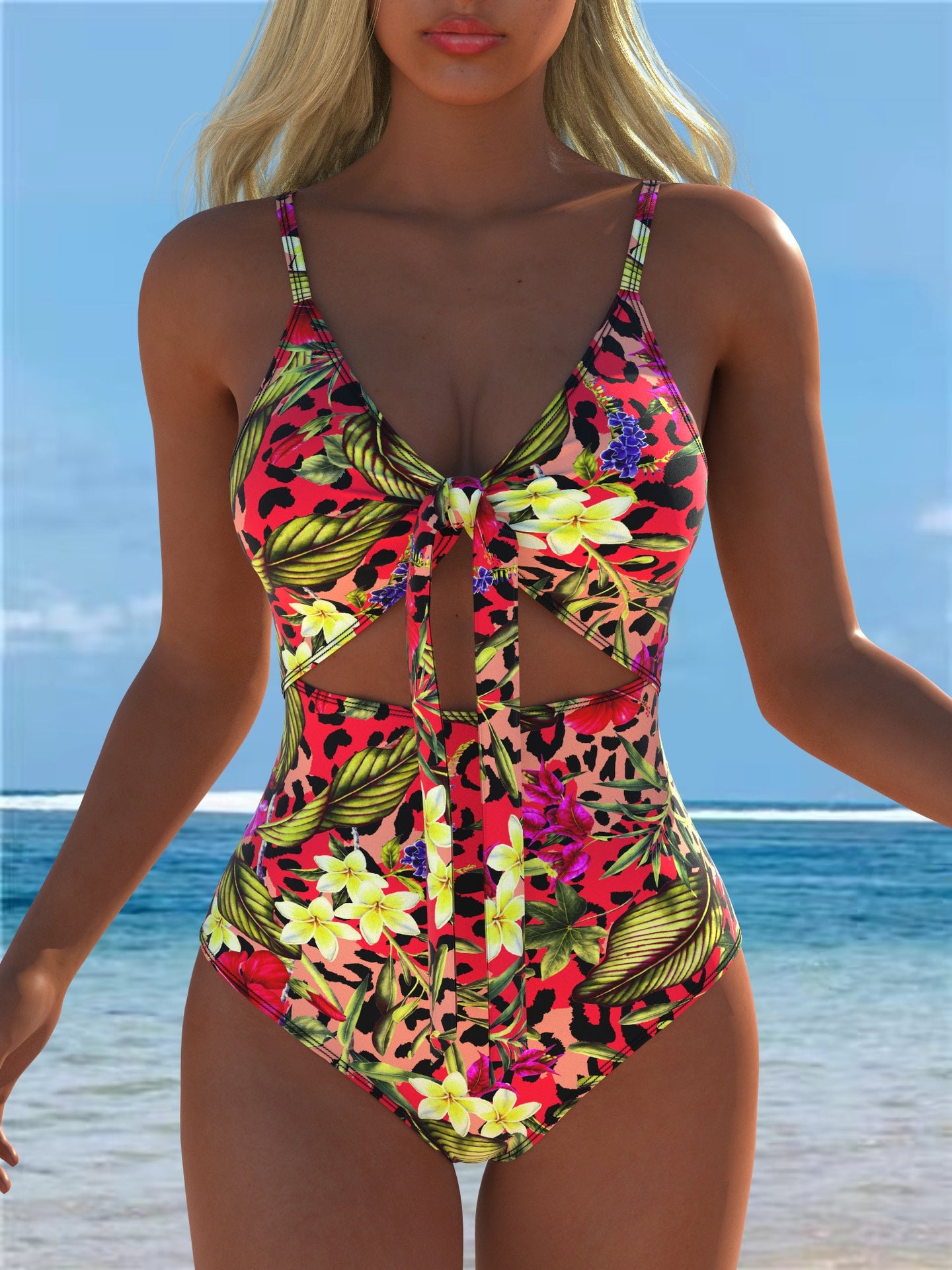 Floral Cutout One-Piece Swimsuit