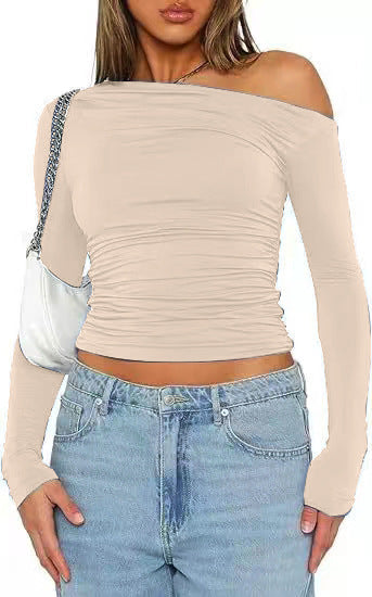 Ruched Long Sleeve Crop Top & Mini Skirt Set