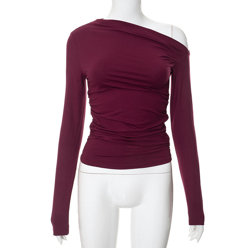 Ruched Long Sleeve Crop Top & Mini Skirt Set