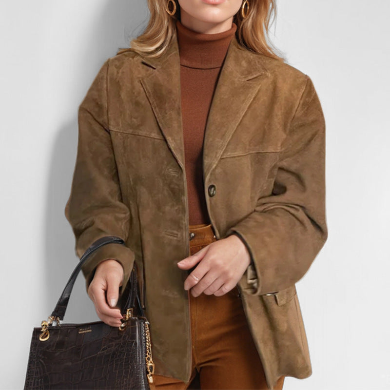 Vintage Suede Blazer with Pockets