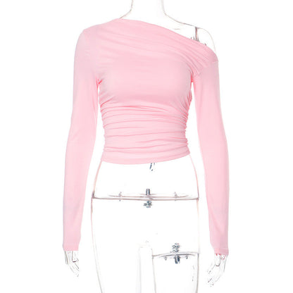 Ruched Long Sleeve Crop Top & Mini Skirt Set