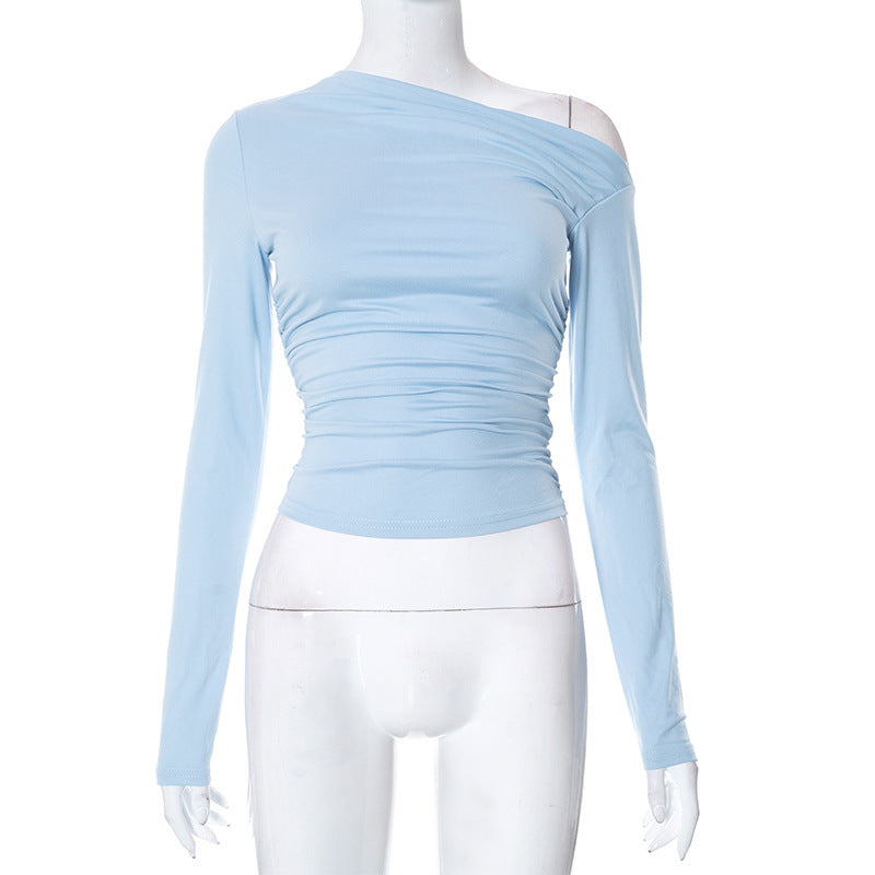 Ruched Long Sleeve Crop Top & Mini Skirt Set