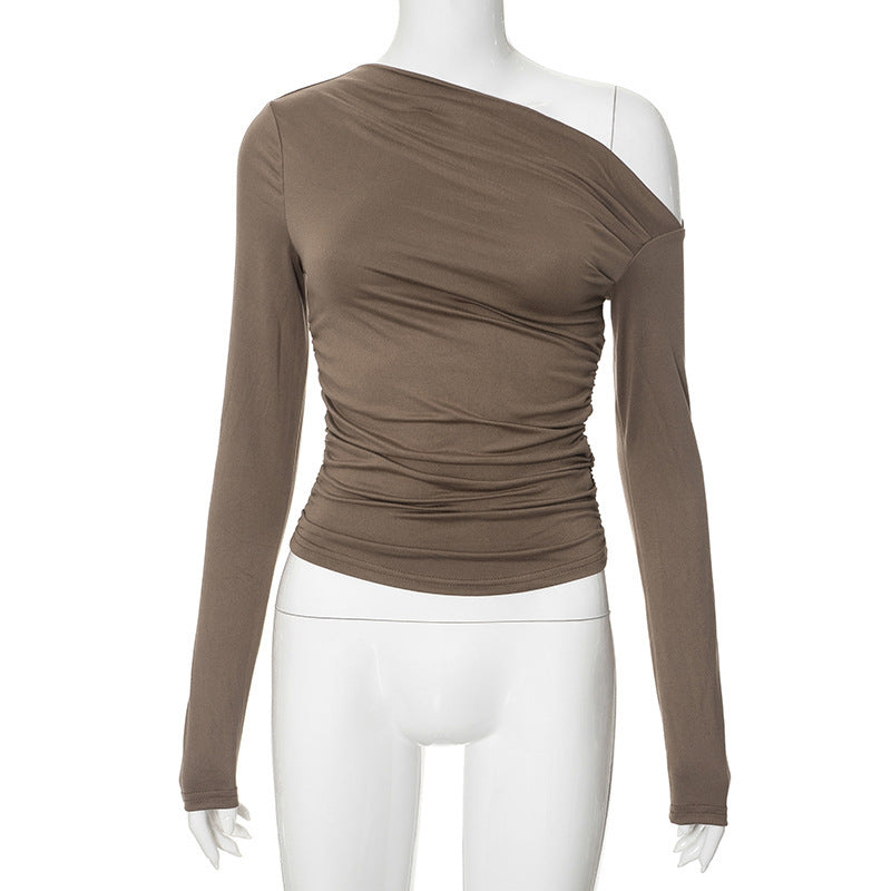 Ruched Long Sleeve Crop Top & Mini Skirt Set