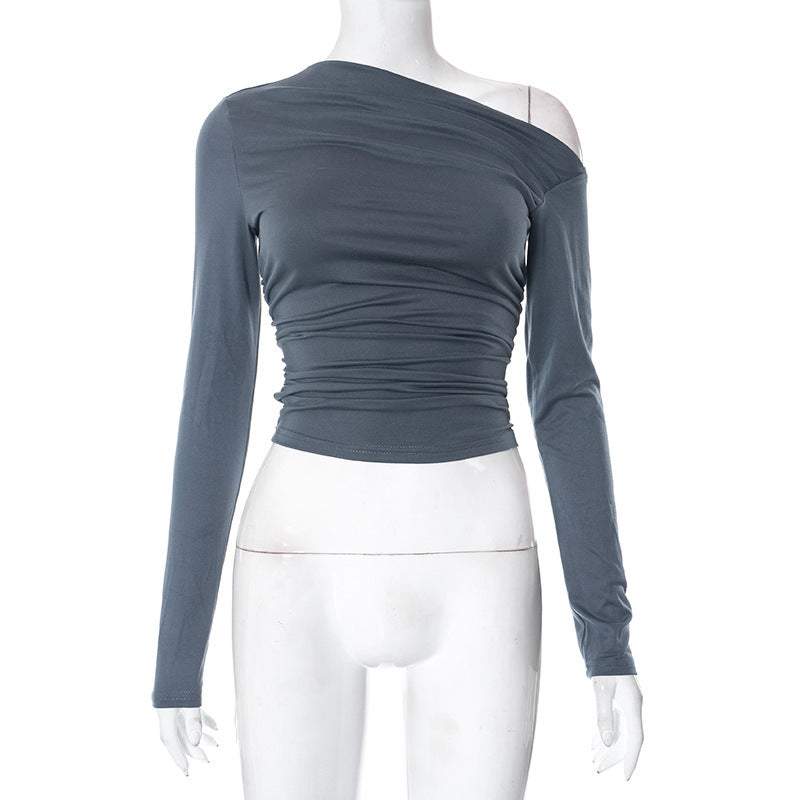 Ruched Long Sleeve Crop Top & Mini Skirt Set