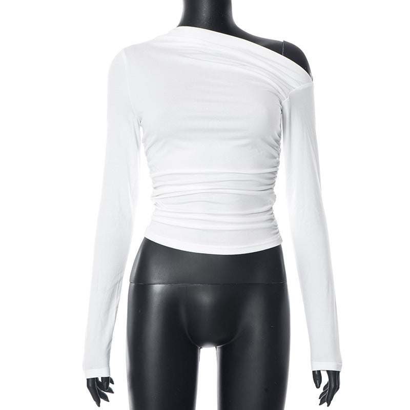 Ruched Long Sleeve Crop Top & Mini Skirt Set