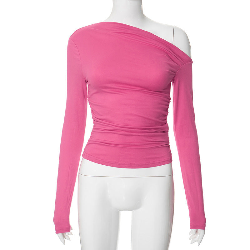 Ruched Long Sleeve Crop Top & Mini Skirt Set